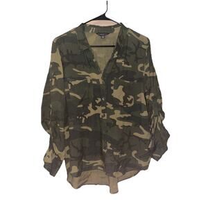ROCK & REPUBLIC Women’s Large Camouflage Green Long Sleeve Blouse